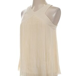 Massimo Dutti Cream Pleated Sleeveless Blouse